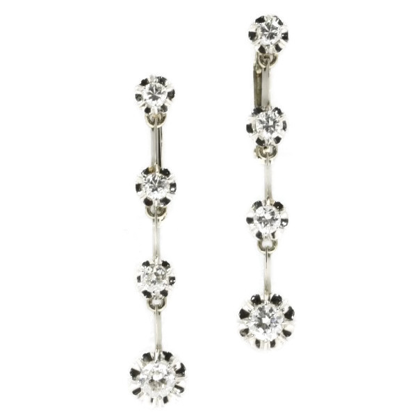 Estate diamond dangle earrings 18kt white gold